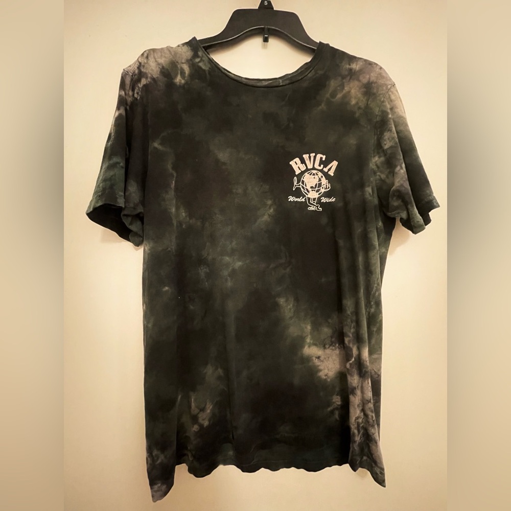 RVCA Men's Gray Tie-Dye Short Sleeve Tee